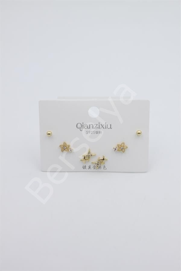 Çoklu Set Küpe - Altın