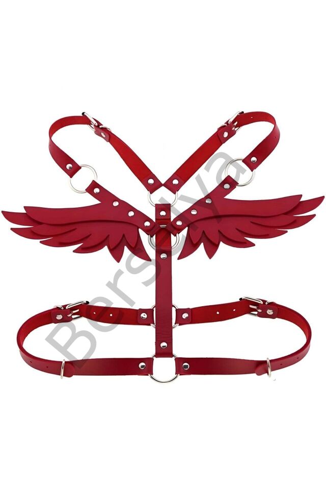 Melek Kanadı Detaylı Şık Deri Harness - Brf642