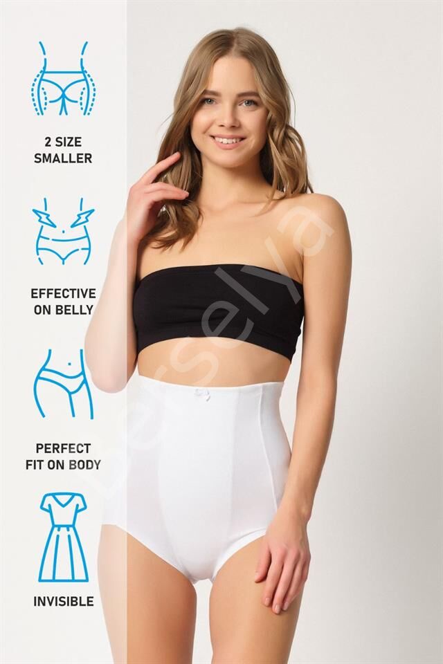 Beyaz Emay 2920 Yüksek Bel Karın Desteklı Slip Lazer Korse