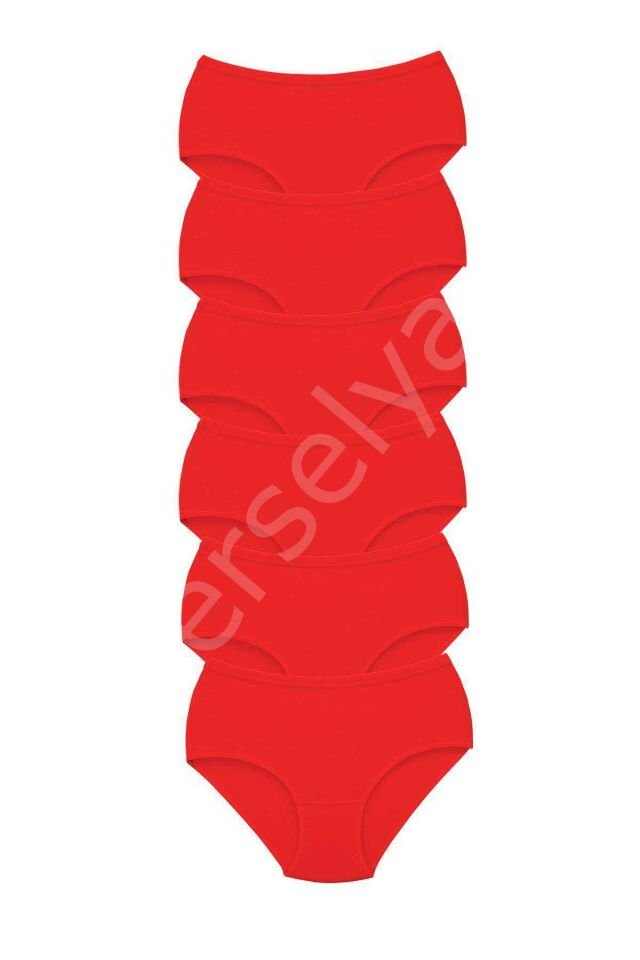 6 Adet Tutku Kadın Yüksek Bel Bato Kalın Lastik Külot Kırmızı