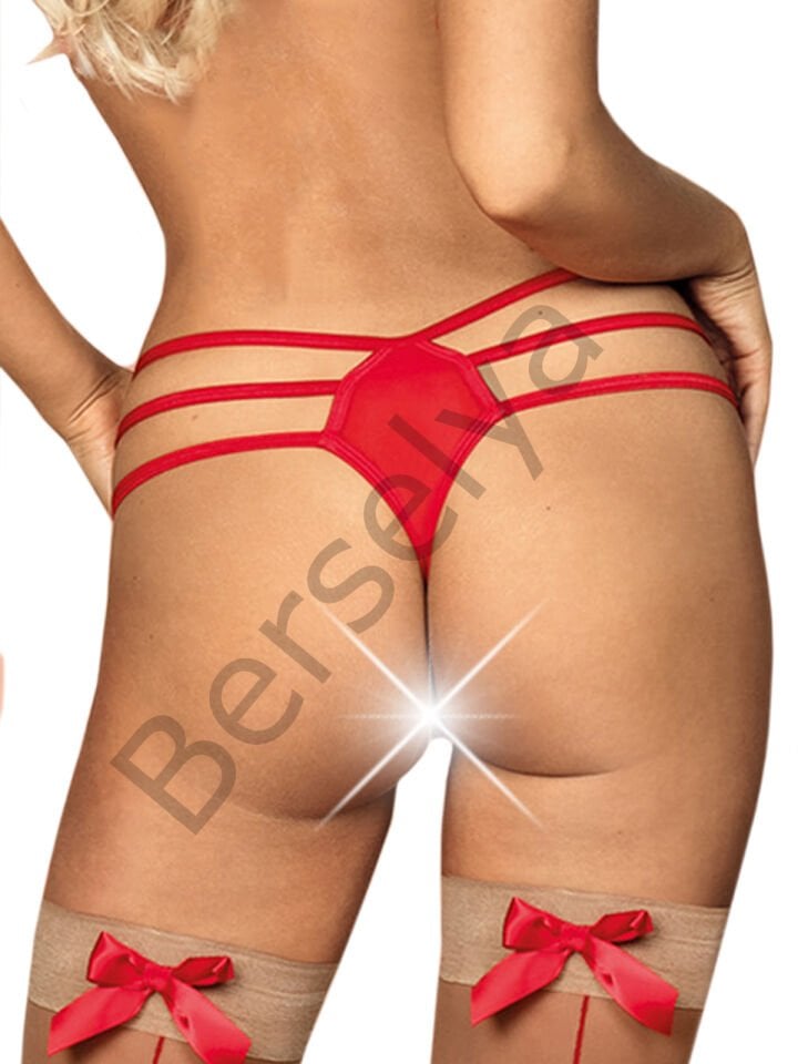 Yanları Lastikli Kırmızı Kadın Fantezi G String