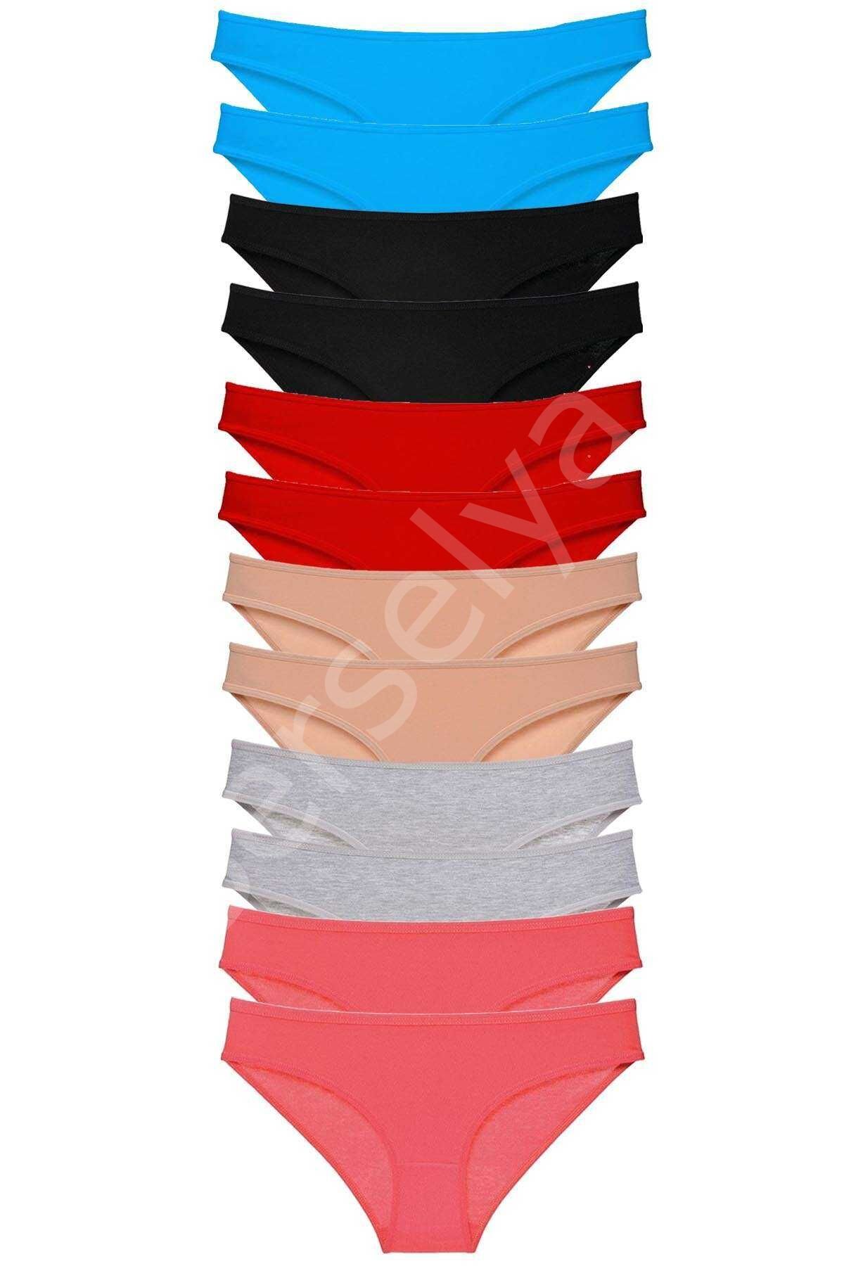12 adet Eko Set Likralı Kadın Slip Külot Çok Renkli 3 M