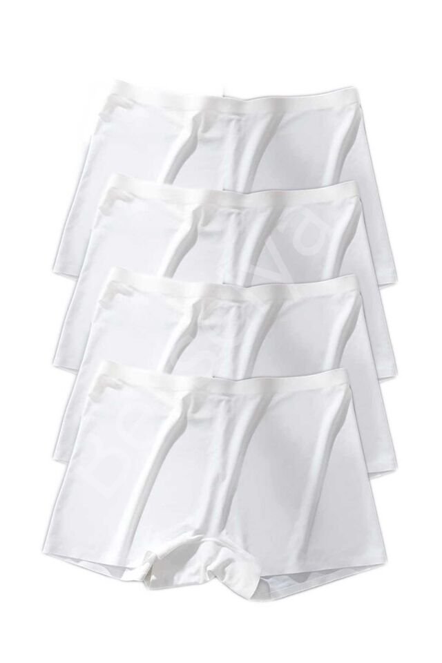 4 Adet Kadın Dikişsiz Görünmez İz Yapmaz Mini Şort Boxer Beyaz