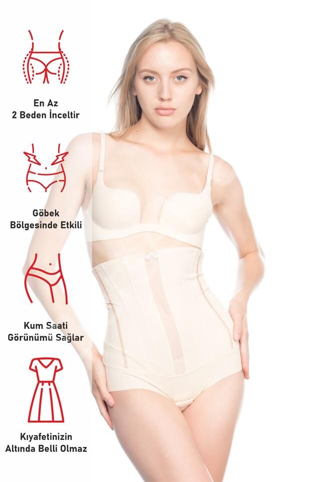 Ten Emay 2886 Yüksek Bel Tül Slip Lazer Korse