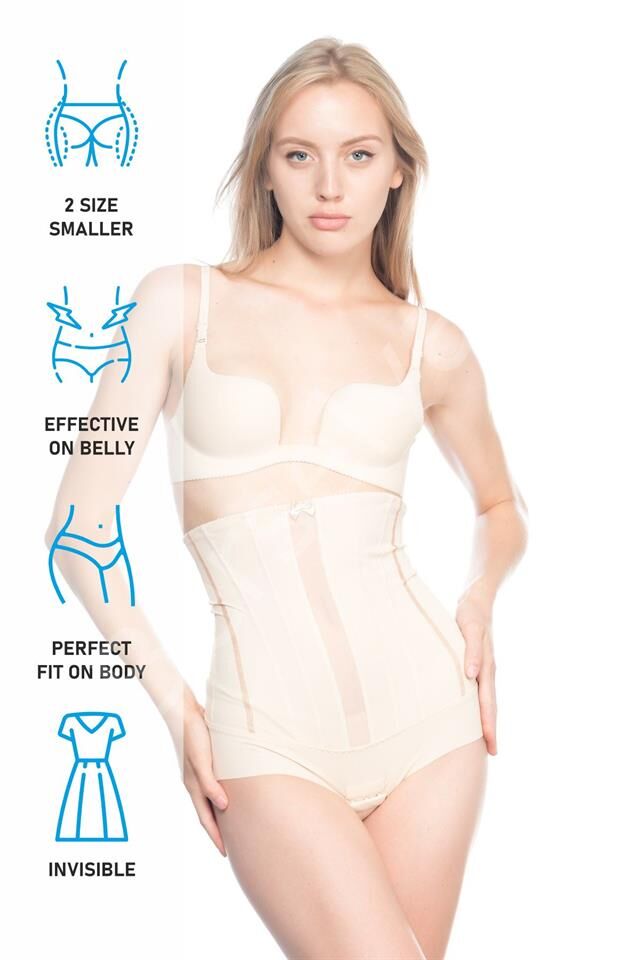 Ten Emay 2886 Yüksek Bel Tül Slip Lazer Korse