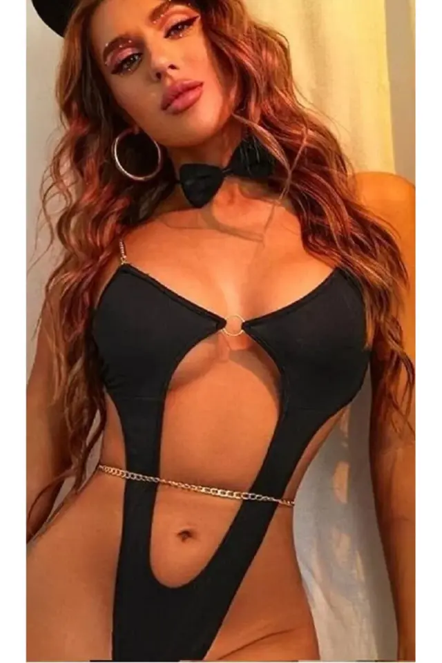 Kadın Seksi Zincir Ve Kuyruk Detaylı Fantezi Babydoll