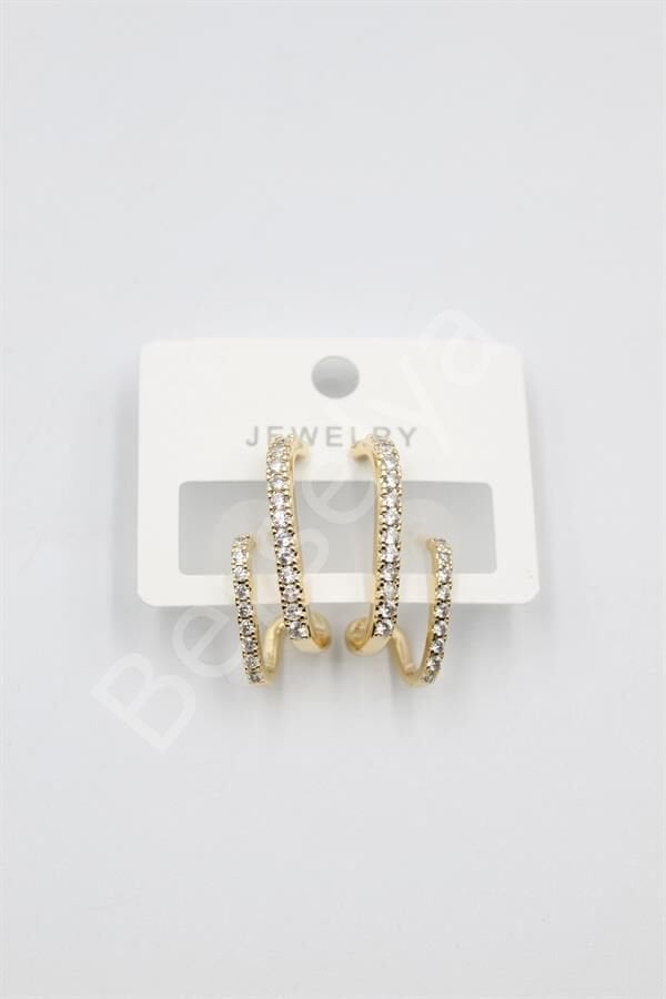 Taşlı Küpe - Altın