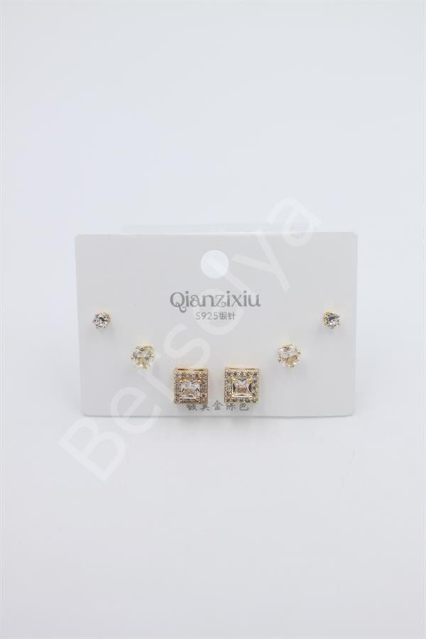 Çoklu Set Küpe - Altın