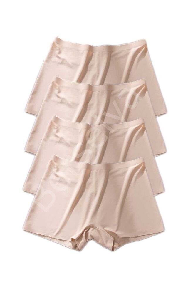 4 Adet Kadın Dikişsiz Görünmez İz Yapmaz Mini Şort Boxer Ten