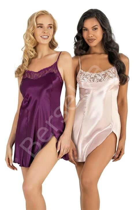 Pudra Kısa Saten Gecelik 8217