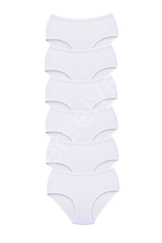 6 Adet Tutku Kadın Yüksek Bel Bato Kalın Lastik Külot Beyaz