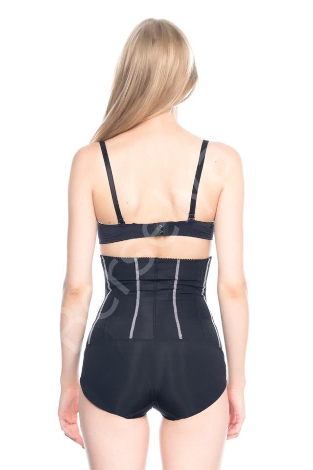 Siyah Emay 2886 Yüksek Bel Tül Slip Lazer Korse
