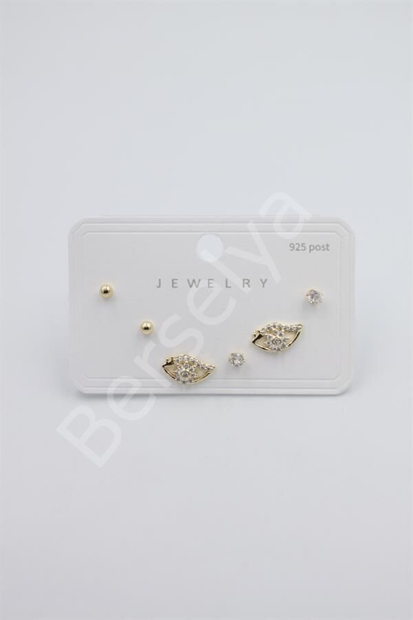 Çoklu Set Küpe - Altın