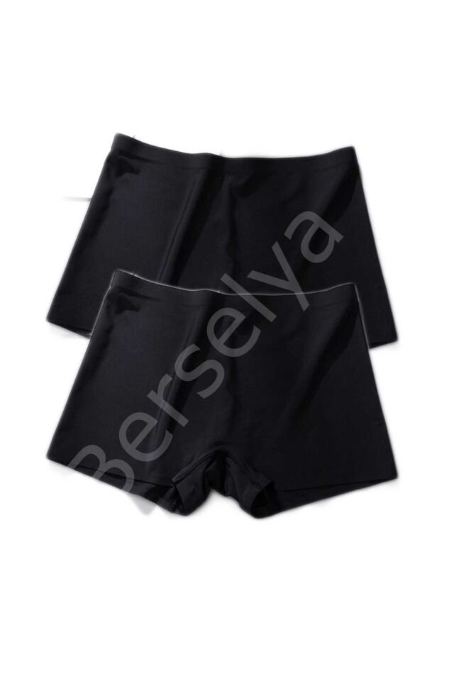 2 Adet Kadın Dikişsiz Görünmez İz Yapmaz Mini Şort Boxer Siyah