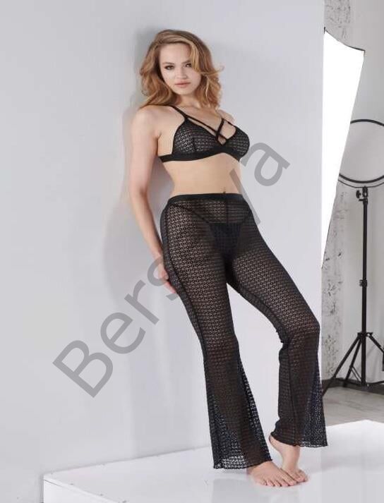 Siyah Transparan Göğüs İp Detaylı Fantezi Sütyen Pijama Takımı