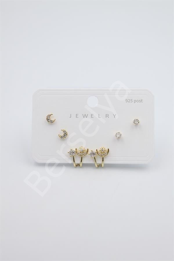 Çoklu Set Küpe - Altın