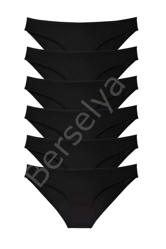 6 adet Süper Eko Set Likralı Kadın Slip Külot Siyah