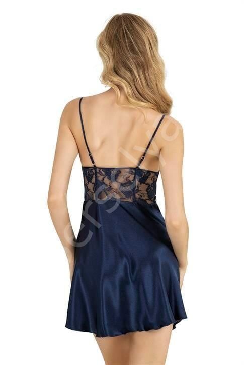 Lacivert Kısa Saten Gecelik 8239