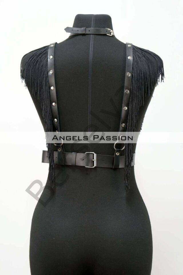 Püskül Ve Deri Büstiyer Harness, Püsküllü Clubwear, Deri Büstiyer - Brf767