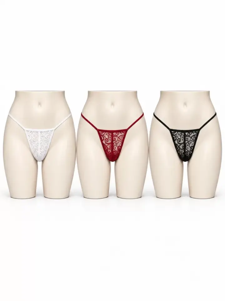 Kadın Premium Dantelli G-string 3’lü Külot Takımı