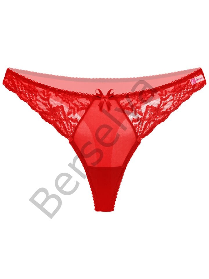 Kırmızı Dantelli Fantezi G String Külot