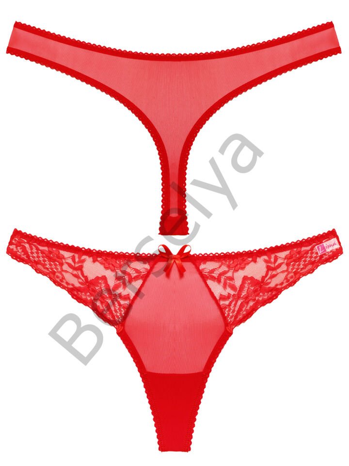 Kırmızı Dantelli Fantezi G String Külot