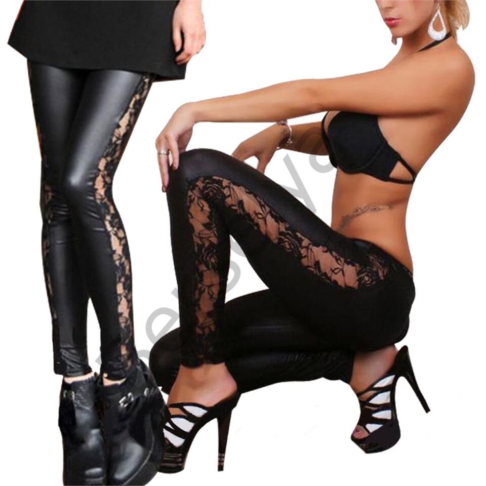 B101309 Dantel Kenarlı Lame Tayt