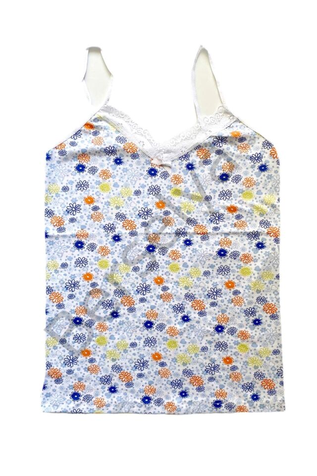 5 Adet Kadın Askılı Desenli Atlet Dantelli Empirme Pamuklu Penye D6-10