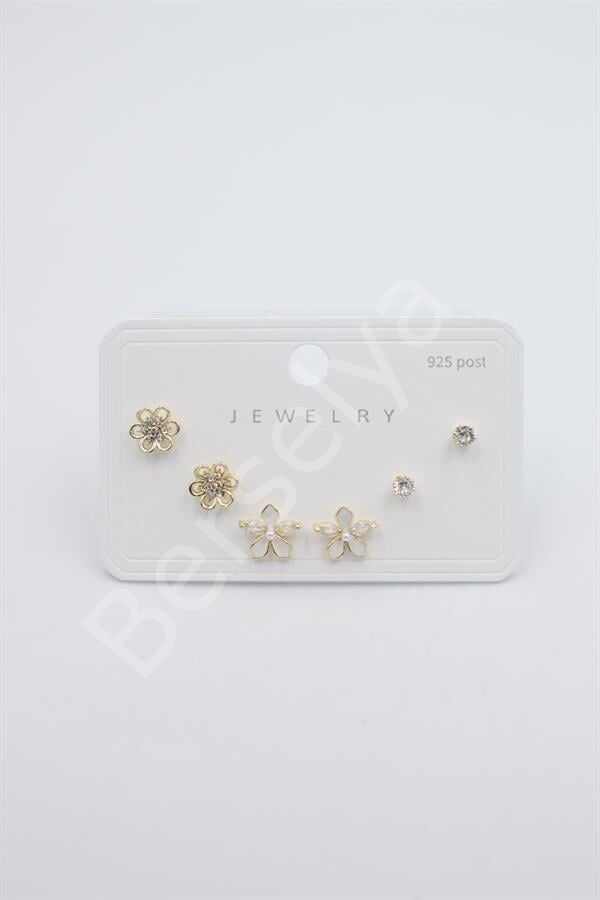 Çoklu Set Küpe - Altın