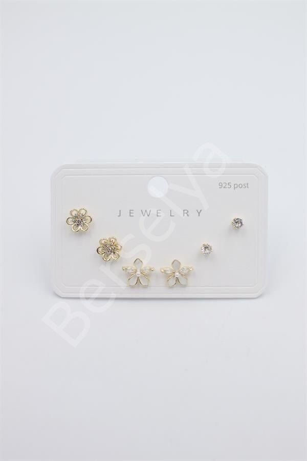 Çoklu Set Küpe - Altın