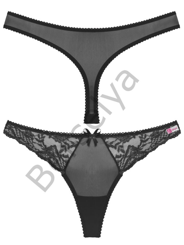 Siyah Dantelli Fantazi G String Külot
