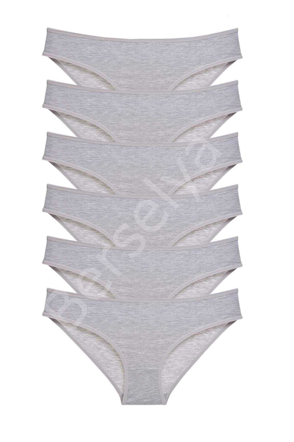 6 adet Süper Eko Set Likralı Kadın Slip Külot Gri