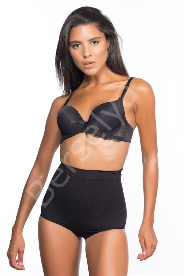 Siyah Emay 2057 Yüksek Bel Masajlı Slip Korse
