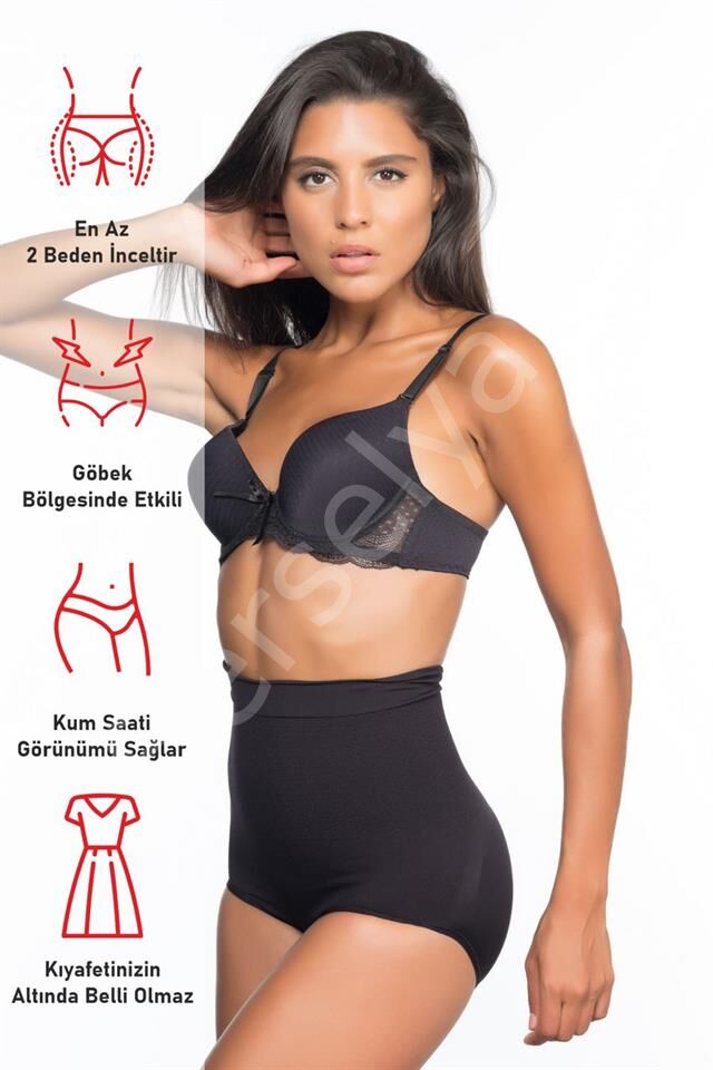 Siyah Emay 2057 Yüksek Bel Masajlı Slip Korse