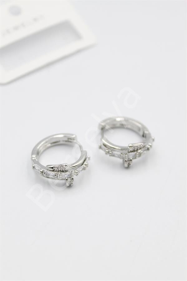 Taşlı Çivi Küpe - Gümüş