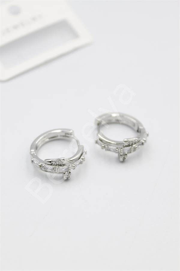 Taşlı Çivi Küpe - Gümüş