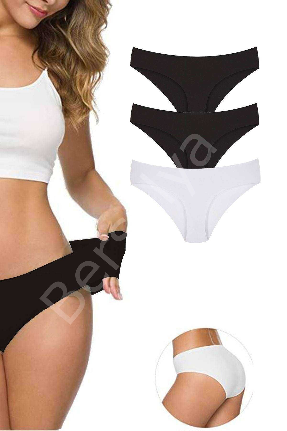 3 Adet Kadın Dikişsiz Lazer Kesim Esnek İz yapmayan Külot S1 XL-XXL