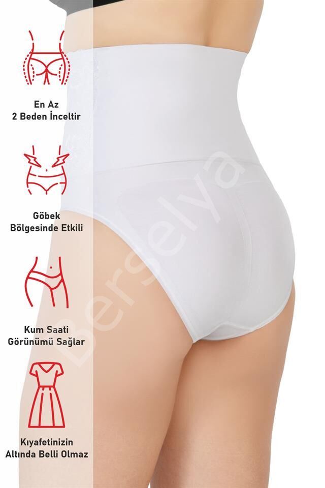 Beyaz Emay 2090 Önü Dantelli Yüksek Bel Slip Korse