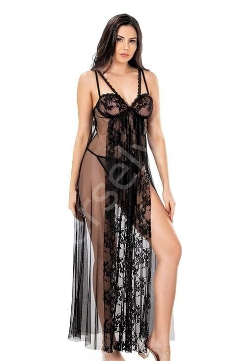 Siyah Kısa Tül Gecelik