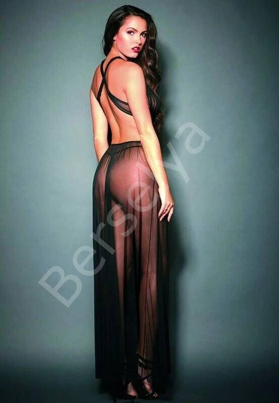 Kadın Uzun Transparan Tül Gecelik