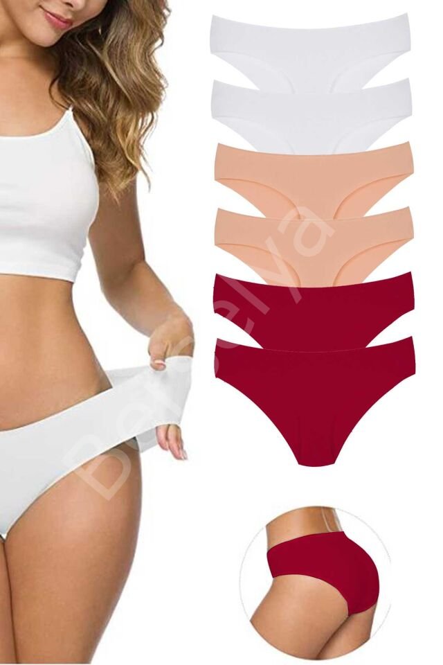 6 Adet Kadın Dikişsiz Lazer Kesim Esnek İz yapmayan Külot S10 XL-XXL