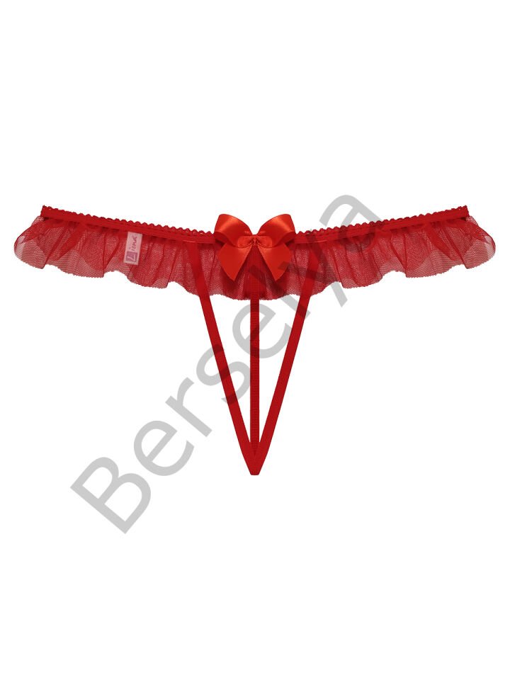 Kırmızı Dantelli Taşlı Kadın Fantezi Külot