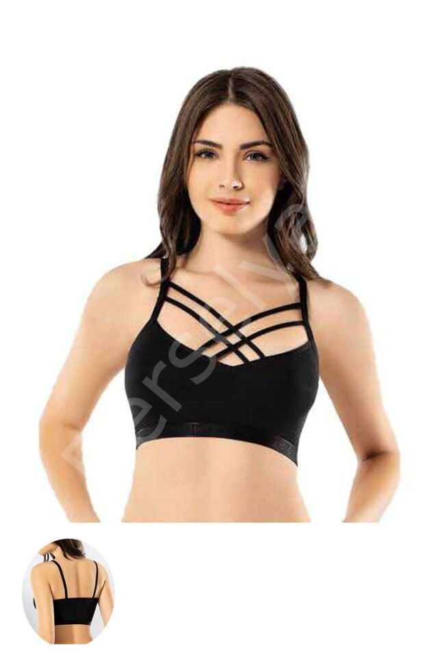 Kota 6 Adet Siyah Çapraz İpli Büstiyer