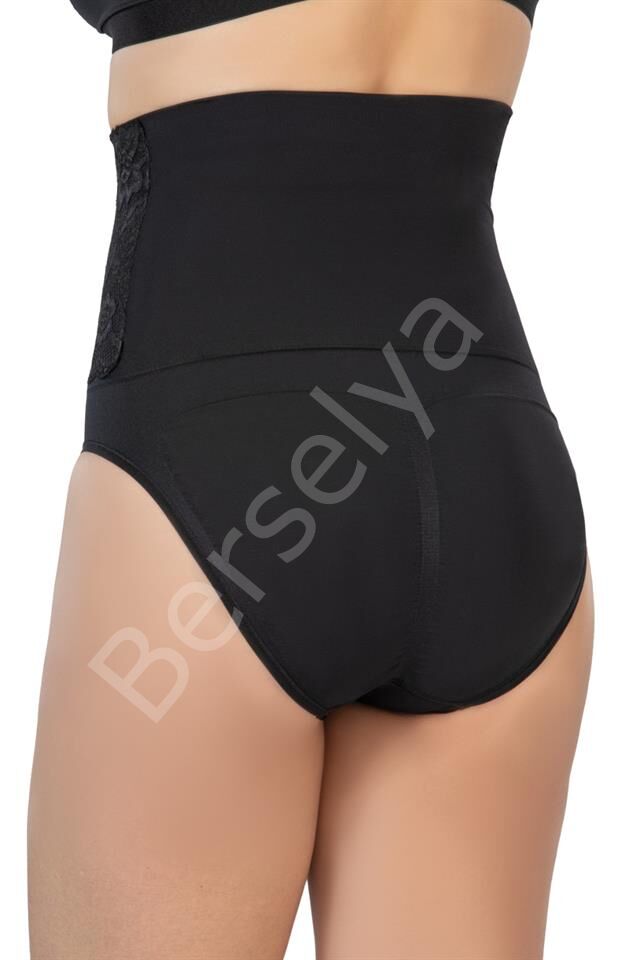 Siyah Emay 2090 Önü Dantelli Yüksek Bel Slip Korse