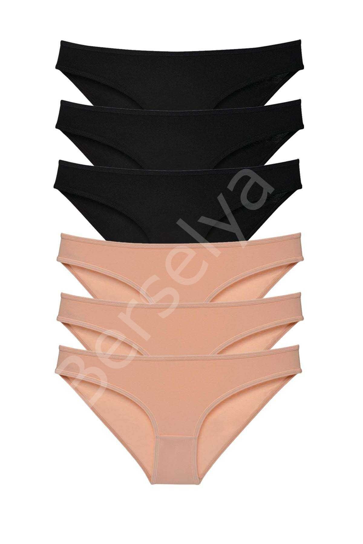 6 adet Süper Eko Set Likralı Kadın Slip Külot Siyah Ten