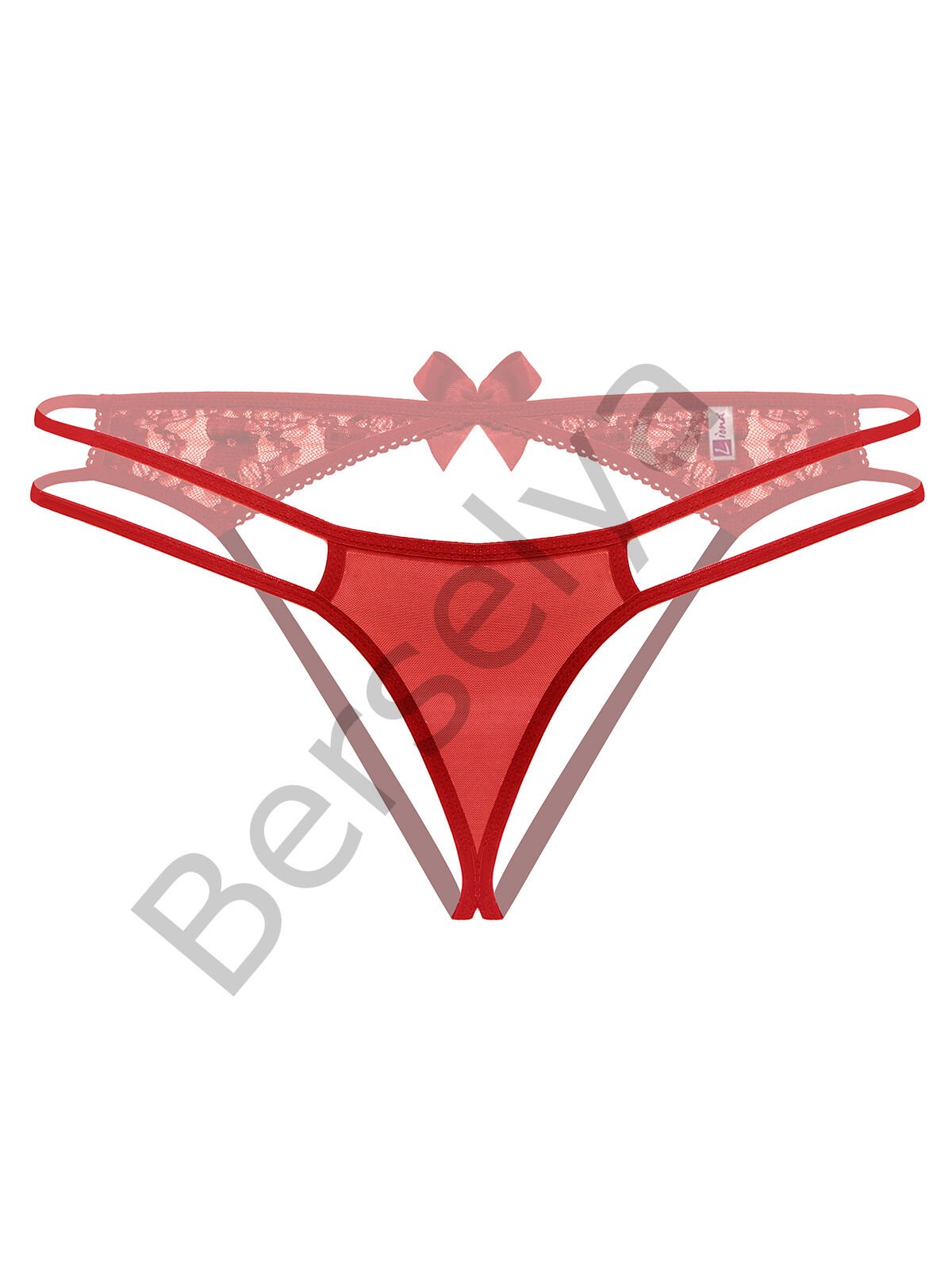 Kırmızı Dantelli Arkası Açık Fantezi Külot Tanga
