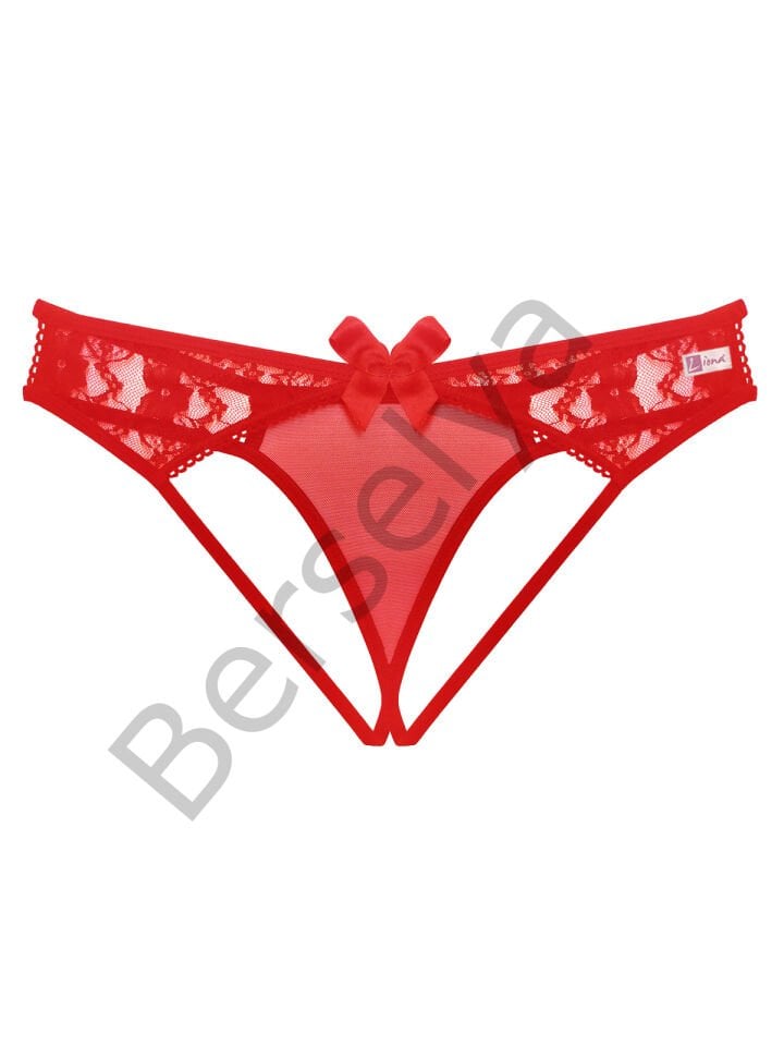 Kırmızı Dantelli Arkası Açık Fantezi Külot Tanga