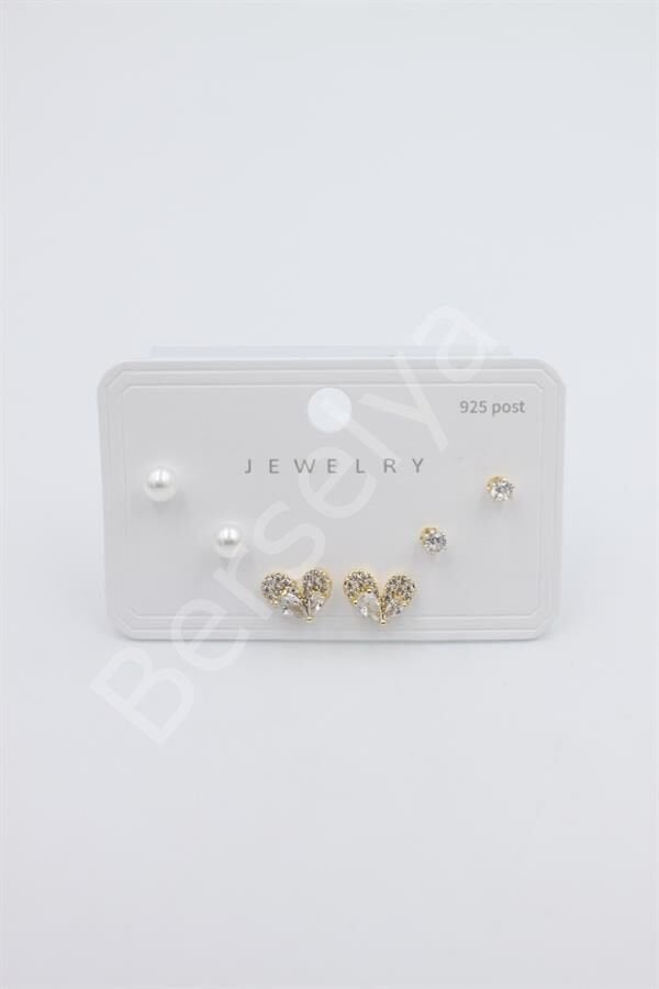 Çoklu Set Küpe - Altın