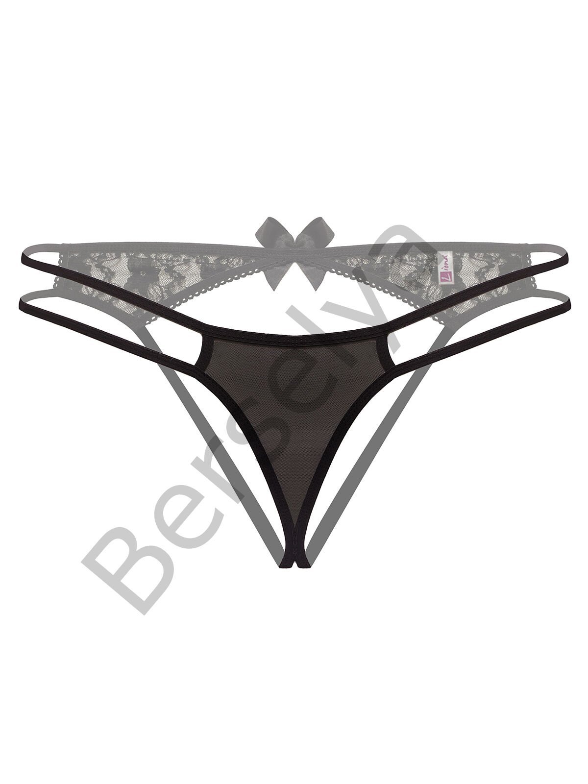 Arkası Açık Siyah Fantezi String Tanga