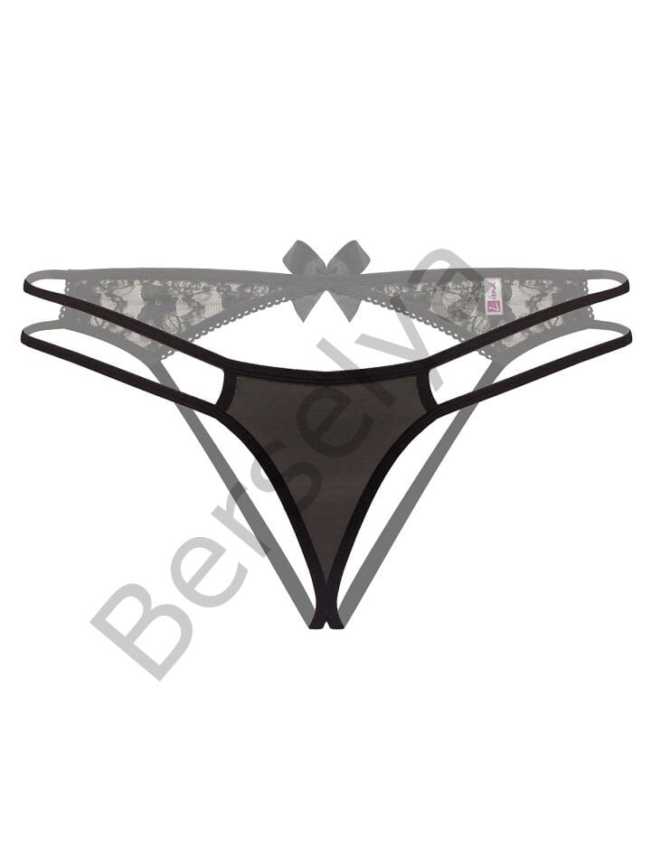 Arkası Açık Siyah Fantezi String Tanga